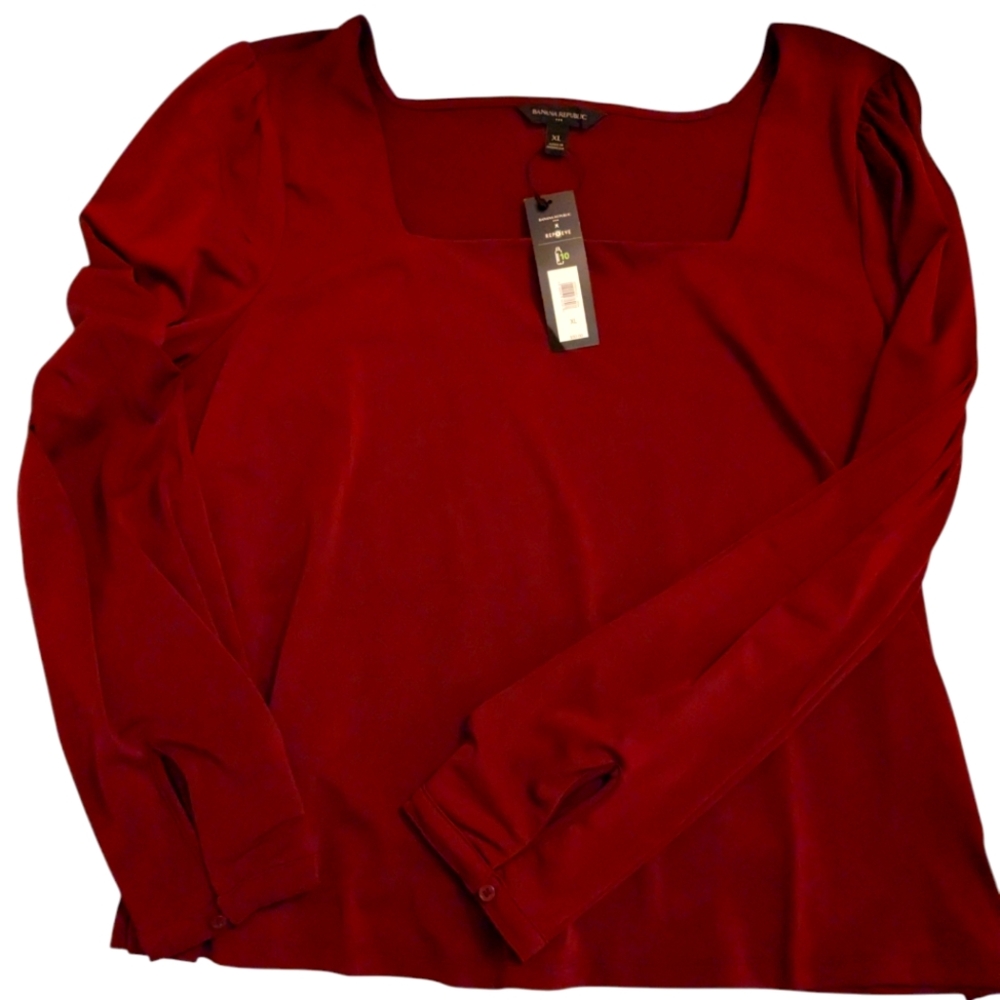 Banana Republic Factory Square Neck Long Sleeve Stretch Top